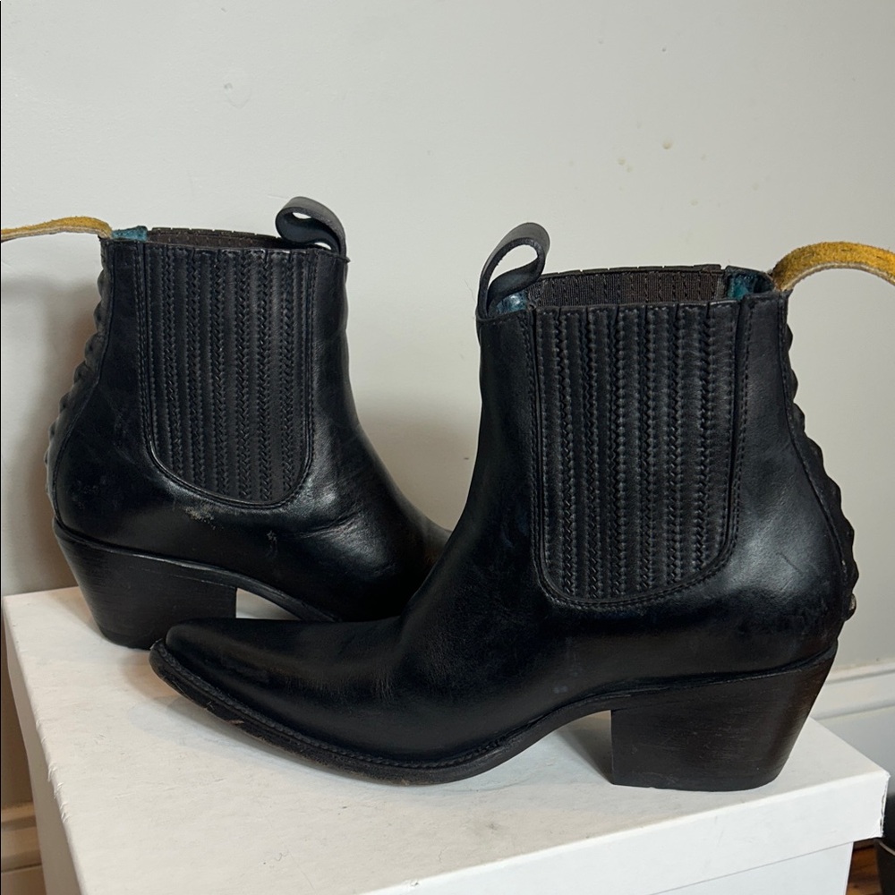Pskaufman Black Leather Ankle Boots - Picture 5 of 7